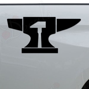 Blacksmith Anvil & Hammer Heartbeat Decal - 8x3.5 Inch Vinyl Sticker For Cars & Laptops