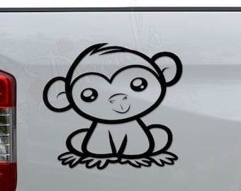 Cute Little Monkey Ape Die Cut Vinyl Decal Sticker For Car Truck Motorcycle Window Bumper Wall Home Office Decor