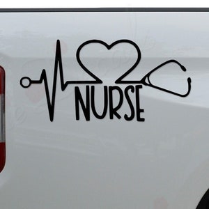Nurse Nursing Heartbeat Love Stethoscope Medical Die Cut Vinyl Decal Sticker For Car Truck Motorcycle Window Bumper Wall Home Office Decor
