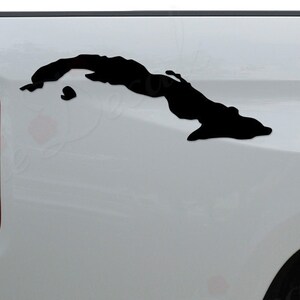 May include: A white pickup truck with a black vinyl decal of the outline of Cuba on the back.