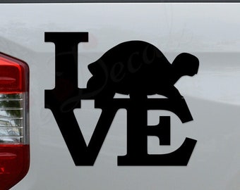 Love Turtle Tortoise Pet Lover Reptile Die Cut Vinyl Decal Sticker For Car Truck Motorcycle Window Bumper Wall Home Office Decor