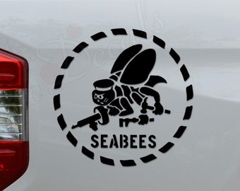 Navy Seabees Military Mechanic Construction Worker Die Cut Vinyl Decal Sticker For Car Truck Motorcycle Window Bumper Wall Home Office Decor