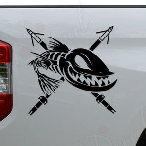 Bowfishing Spears Bow Arrow Fish Die Cut Vinyl Decal Sticker For Car Truck Motorcycle Window Bumper Wall Home Office Decor