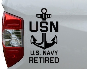 Navy Retired Anchor Military Die Cut Vinyl Decal Sticker For Car Truck Motorcycle Window Bumper Wall Home Office Decor