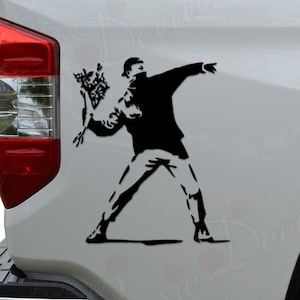 Rage The Flower Thrower Banksy Street Artist Die Cut Vinyl Decal Sticker For Car Truck Motorcycle Window Bumper Wall Home Office Decor