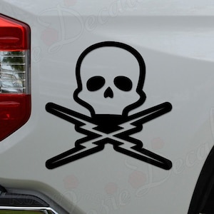 Death Skull Lightning Bolt Die Cut Vinyl Decal Sticker For Car Truck Motorcycle Window Bumper Wall Home Office Decor