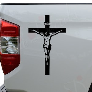 Jesus Christ Crucifixion Cross INRI Christian Catholic Die Cut Vinyl Decal Sticker For Car Truck Motorcycle Window Bumper Wall Home Decor