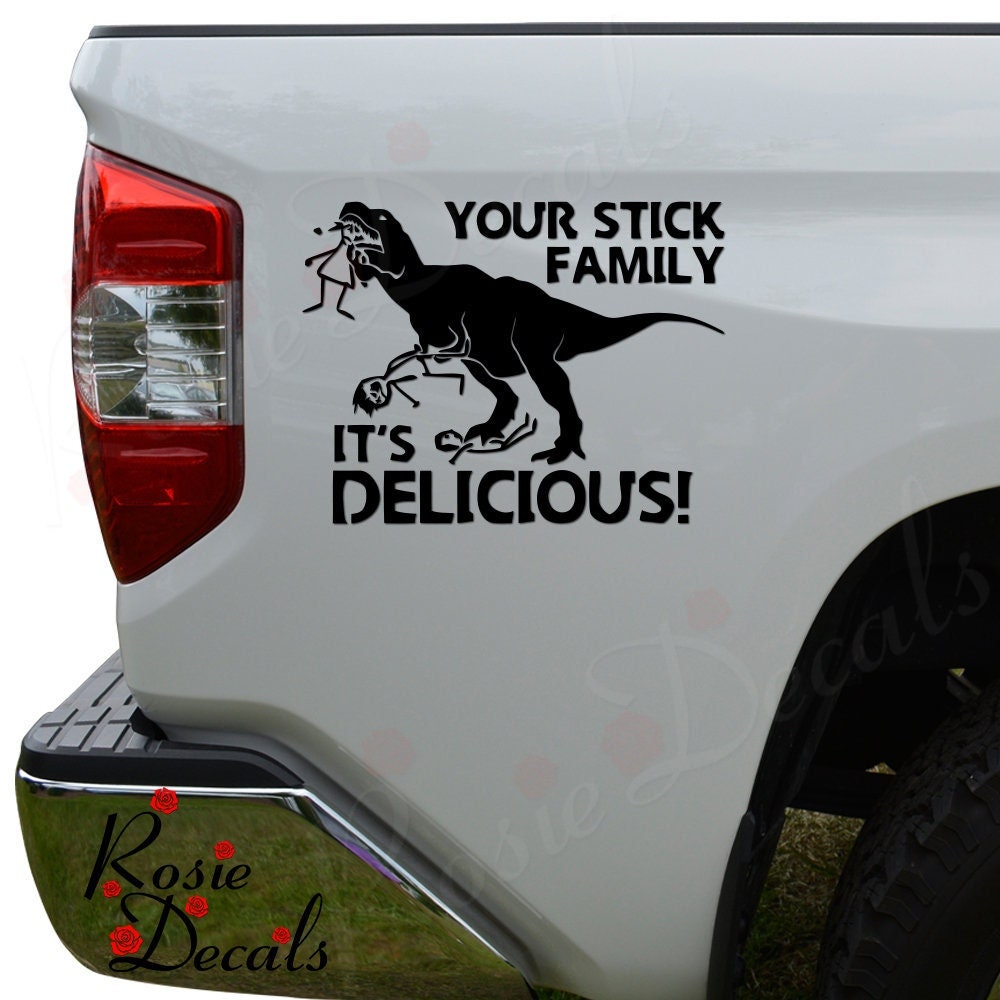 T-rex Eatng Stck Fgure Famly Funny De Cut Vnyl Decal - Etsy