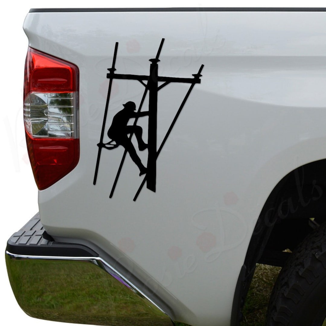 Lineman Electrician Electric Pole Die Cut Vinyl Decal Sticker for Car ...