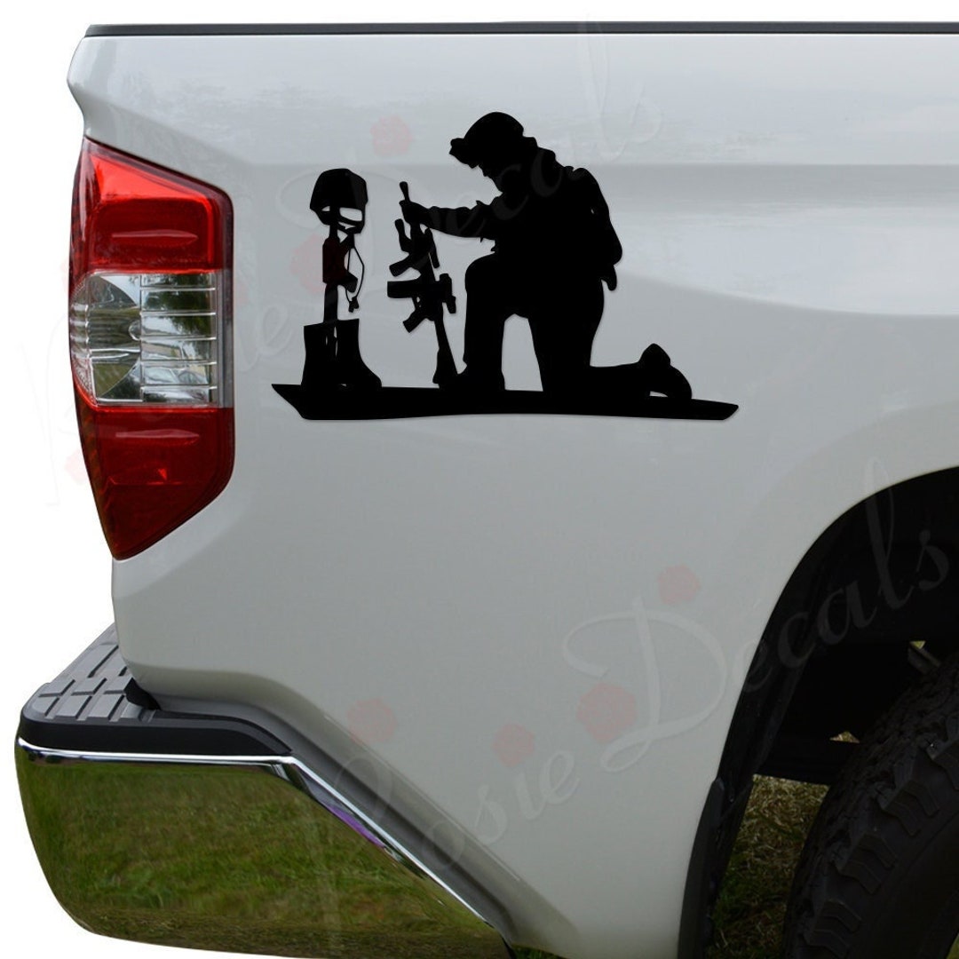 Fallen Soldier Kneel Praying Grave Die Cut Vinyl Decal Sticker for Car ...