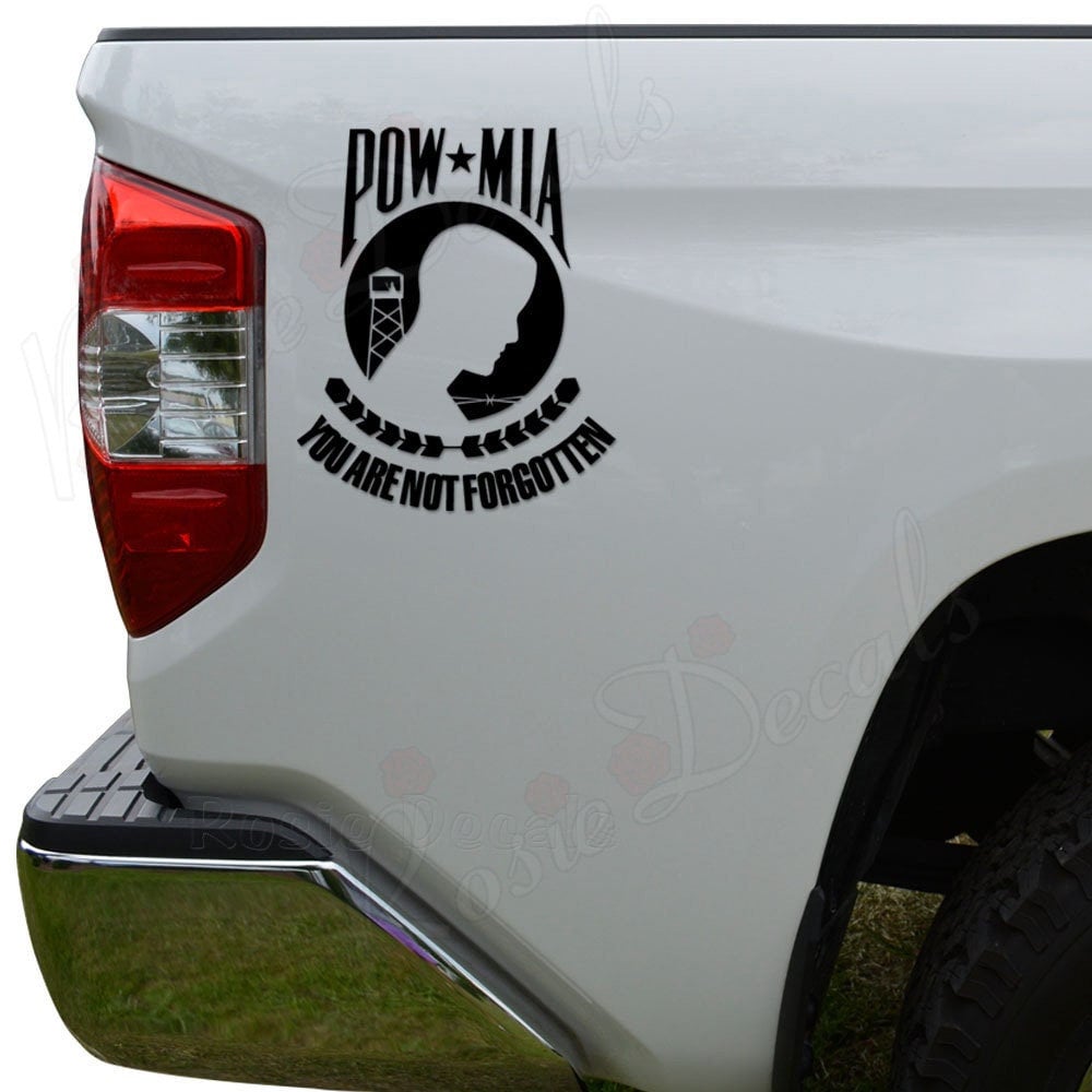 POW MIA Never Forgotten Military Soldier War Die Cut Vinyl Decal Sticker For Car Truck Motorcycle Window Bumper Wall Home Office Decor