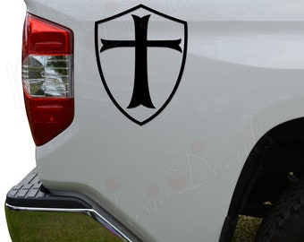 Knight Templar Shield Cross Christian Die Cut Vinyl Decal Sticker For Car Truck Motorcycle Window Bumper Wall Home Office Decor