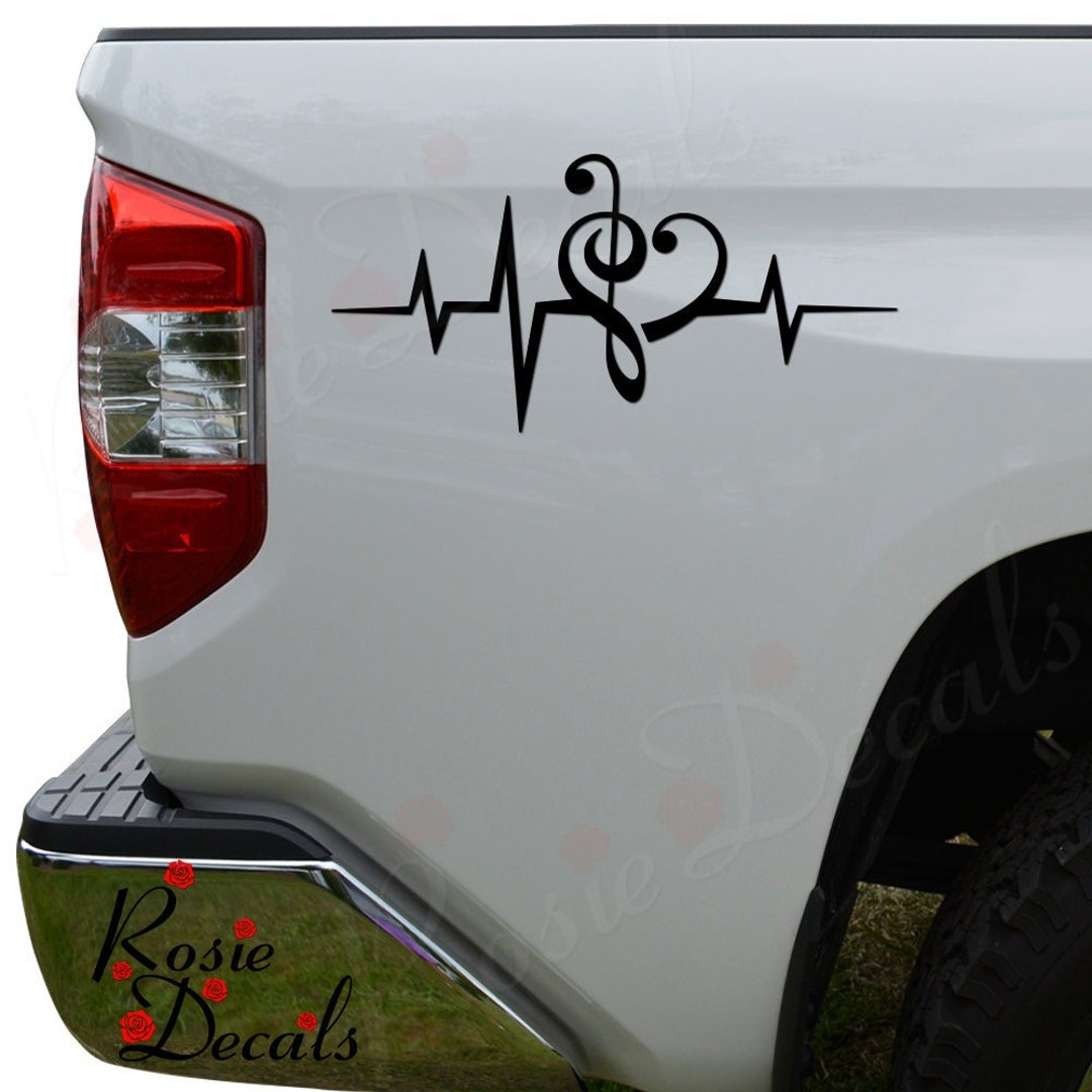 Treble Bass Clef Music Notes Heart Love Heartbeat Lifeline Die Cut ...