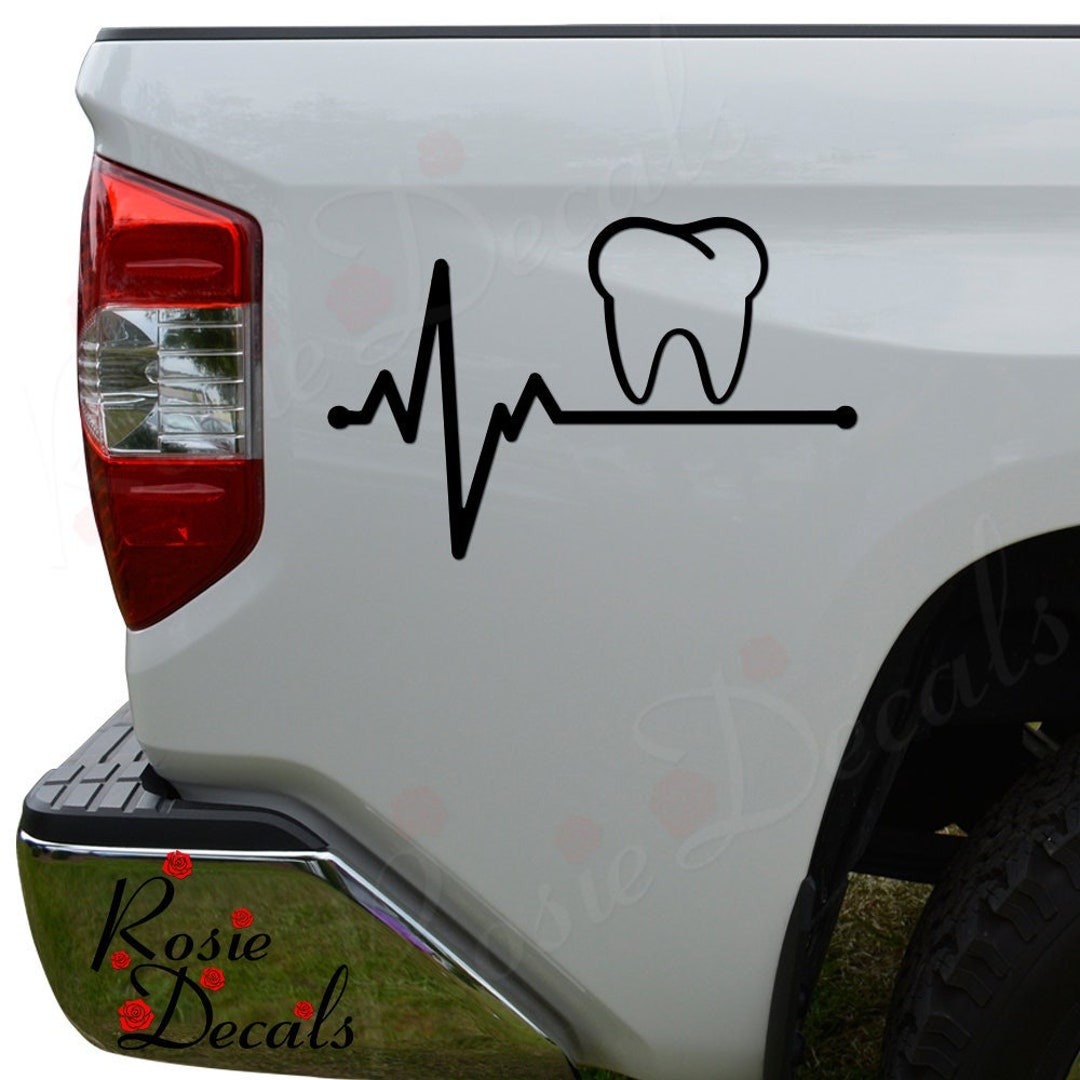 Dental Dentist Dentistry Tooth Heartbeat Lifeline Die Cut Vinyl Decal ...