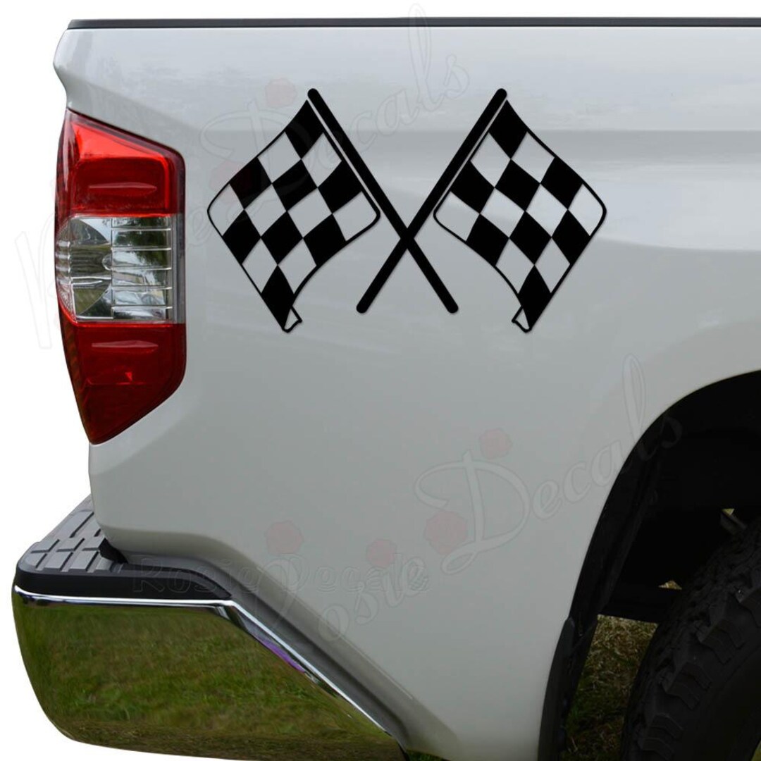 Race Fan Auto Racing Checkered Flag Vinyl Decal Sticker: Car, Truck ...