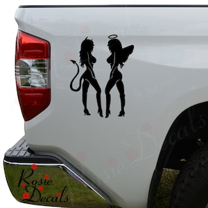 Sexy Girls Naughty Nice Angel Devil Die Cut Vinyl Decal Sticker For Car Truck Motorcycle Window Bumper Wall Home Office Decor