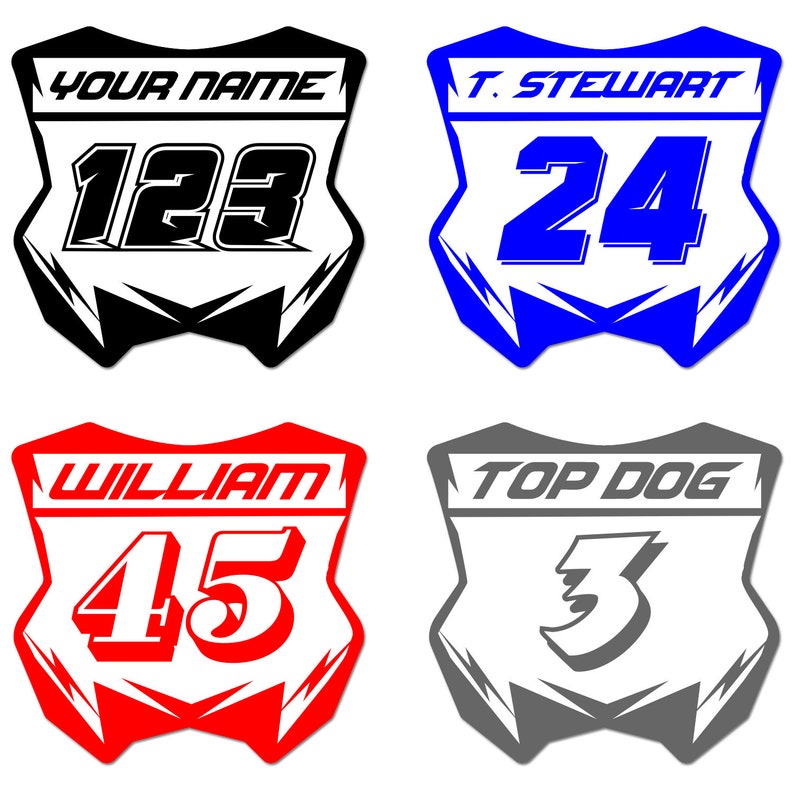 Number Plate Racing Shape Custom Racing Number Name Text Race Die Cut Vinyl Decal Sticker for Car ...