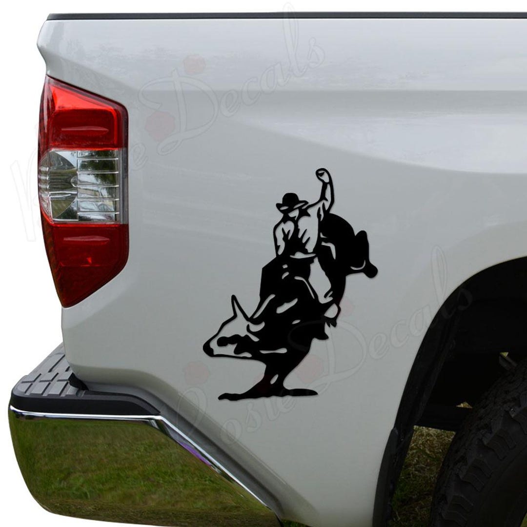 Cowboy Bull Riding Rider Rodeo Sport Vinyl Decal Sticker: Car, Truck ...