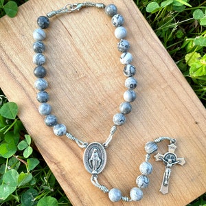 Rearview Mirror Rosary, Car Auto Stone Beads, Corded, Handmade, Protection, Catholic