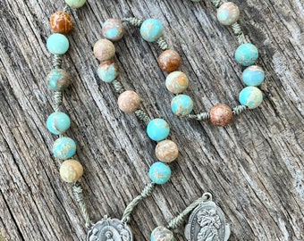 Our Lady Undoer of Knots Catholic Chaplet, Handmade, Corded, Stone Beads, Virgin Mary