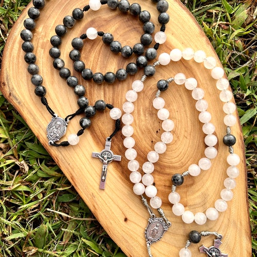 Ensemble de chapelet de mariage, catholique, pierre, filaire, médaille miraculeuse, sacré-coeur, fait main, cadeau de mariage, jeunes mariés, lui et elle