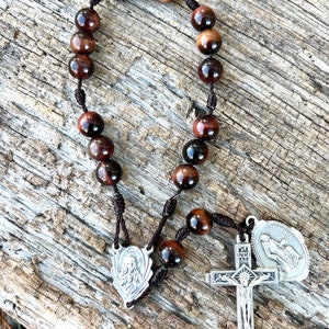 Saint Francis of Assisi Catholic Chaplet, Animals, Franciscans, Handmade, Corded, Stone Beads, Sacred Heart