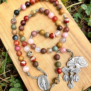 Frankie Rosary, Catholic, Our Lady Undoer of Knots, Miraculous Medal, Pardon Crucifix, Handmade, Corded, Durable