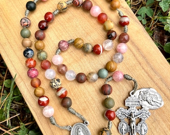 Frankie Rosary, Catholic, Our Lady Undoer of Knots, Miraculous Medal, Pardon Crucifix, Handmade, Corded, Durable