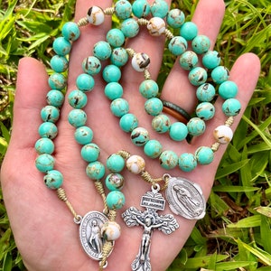Rosario de Nuestra Señora de Guadalupe, Católico, Medalla Milagrosa, Crucifijo del Perdón, Hecho a mano, Con cordón, Duradero