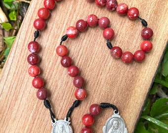 Kostbares Blut Jesu Katholischer Kranz, Monat Juli, Geschnürt, Handgemacht, Stein, Ablass, Heiligstes Herz, Heilige Familie