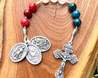 Three Archangels Michael, Gabriel, Raphael Catholic Chaplet, Traveler, Healer, Protection, Handmade, Stone, Corded