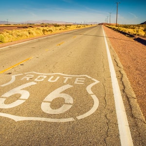 Route 66 Highway Marker On A Section Of The Historical Road in Arizona, Route 66 Road Art - Fine Art Photography Prints, Canvas, Metal