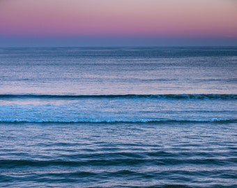 Ocean Waves And Horizon At Sunset, Pacific Coast Seaside Sunsets, Minimalist Ocean Seascape - Fine Art Photography Prints, Canvas, Metal