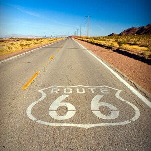 Route 66 Highway Marker On A Section Of The Mother Road in Arizona, Vertical Route 66 Road Art - Fine Art Photography Prints, Canvas, Metal
