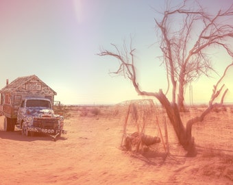 The Old Vintage Truck And Tree Found At Salvation Mountain In The Desolate California Desert  - Fine Art Photography Prints, Canvas, Metal