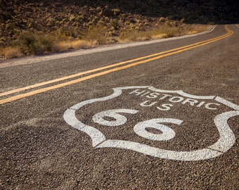 Route 66 Highway Marker On A Section Of The Historical Road in Arizona, Route 66 Road Art - Fine Art Photography Prints, Canvas, Metal