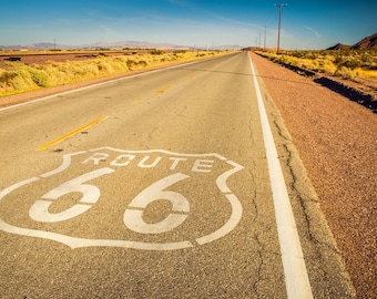 Route 66 Highway Marker On A Section Of The Historical Road in Arizona, Route 66 Road Art - Fine Art Photography Prints, Canvas, Metal