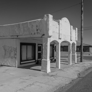 Derelict Abandoned Building In Almost Ghost Town Of Sierra Blanca Texas, Black & White Abandoned -Fine Art Photography Prints, Canvas, Metal