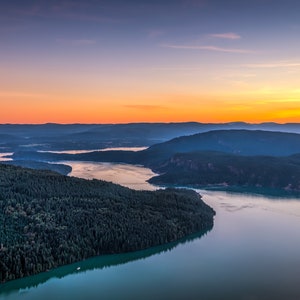 Sunset View Of The Pacific Ocean Inlets And Coves, From Mt. Maxwell, Salt Spring Island, Canada - Fine Art Photography Prints, Canvas, Metal