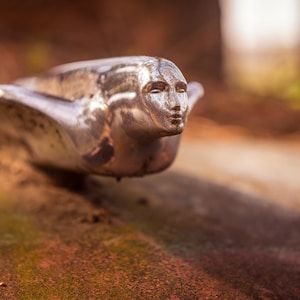 Chrome Lady Hood Ornament On A Rust Abandoned Cadillac Car, Classic Vintage Car Automotive Art - Fine Art Photography Prints, Canvas, Metal