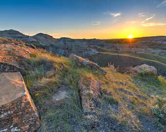 Beautiful Sunset Among The Hills At Historic Dinosaur Provincial Park, Southern Alberta Canada - Fine Art Photography Prints, Canvas, Metal