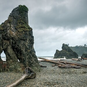 Rainy Day At Ruby Beach, Washington Beach in Jefferson County, Pacific Northwest, West Coast - Fine Art Photography Prints, Leinwand, Metall