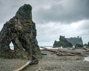 Rainy Day At Ruby Beach, Washington Beach In Jefferson County, Pacific Northwest, West Coast - Fine Art Photography Prints, Canvas, Metal