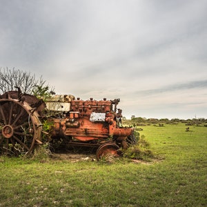 Rusty Abandoned Antique Vintage Farm Tractor In A Rural Texas Field In Spring, Rural Southwest - Fine Art Photography Prints, Canvas, Metal