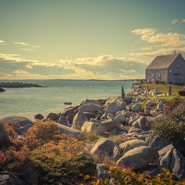 Welcoming Beautiful Isolated House Overlooking The Atlantic Ocean Near Peggy's Cove Nova Scotia - Fine Art Photography Prints, Canvas, Metal