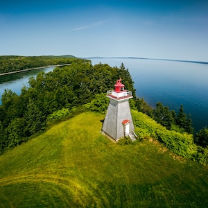 Gillis Point Lighthouse Overlooking Bras D&#39;or Lake on Cape Breton Island, Lighthouse Photos - Fine Art Photography Prints, Canvas, Metal