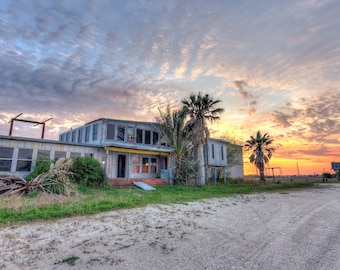 Abandoned Restaurant/Clubhouse At Magnolia Beach Texas, On The Gulf Of Mexico At Sunset - Fine Art Photography Prints, Canvas, Metal