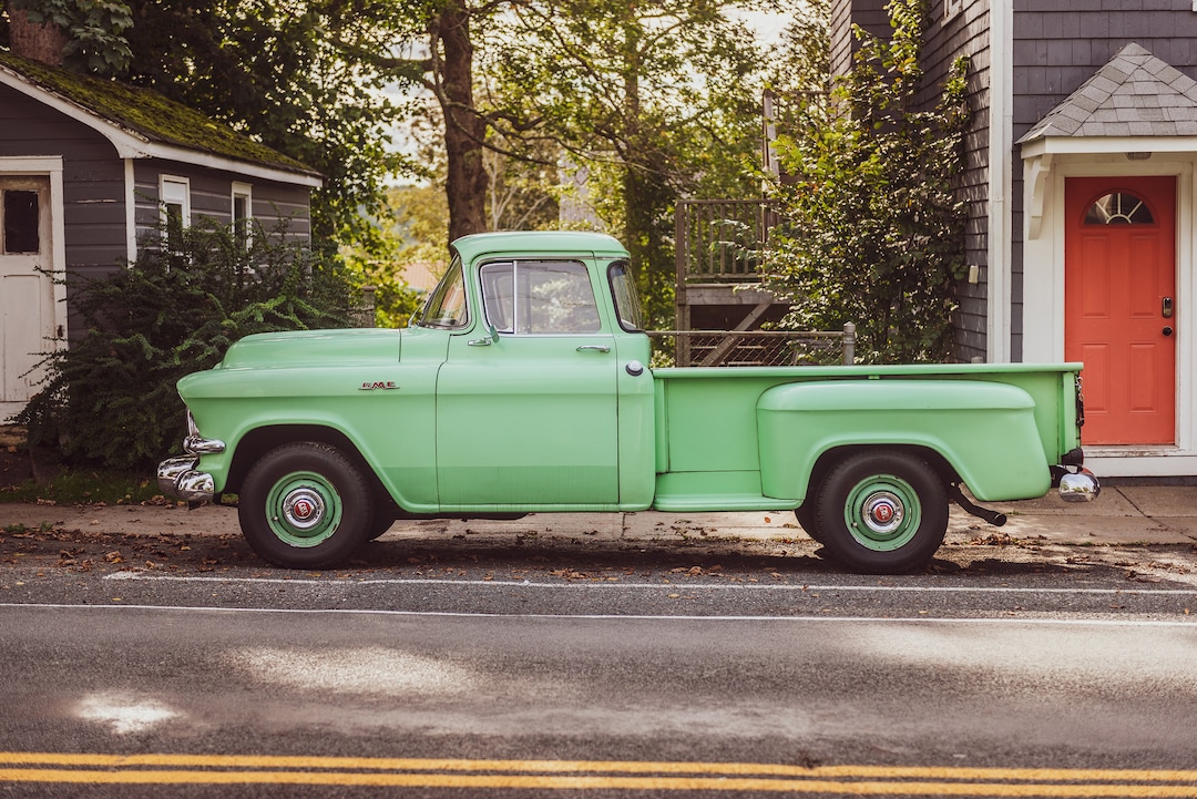Pristine Classic Vintage Green GMC Pickup Truck Parked on A Street in ...