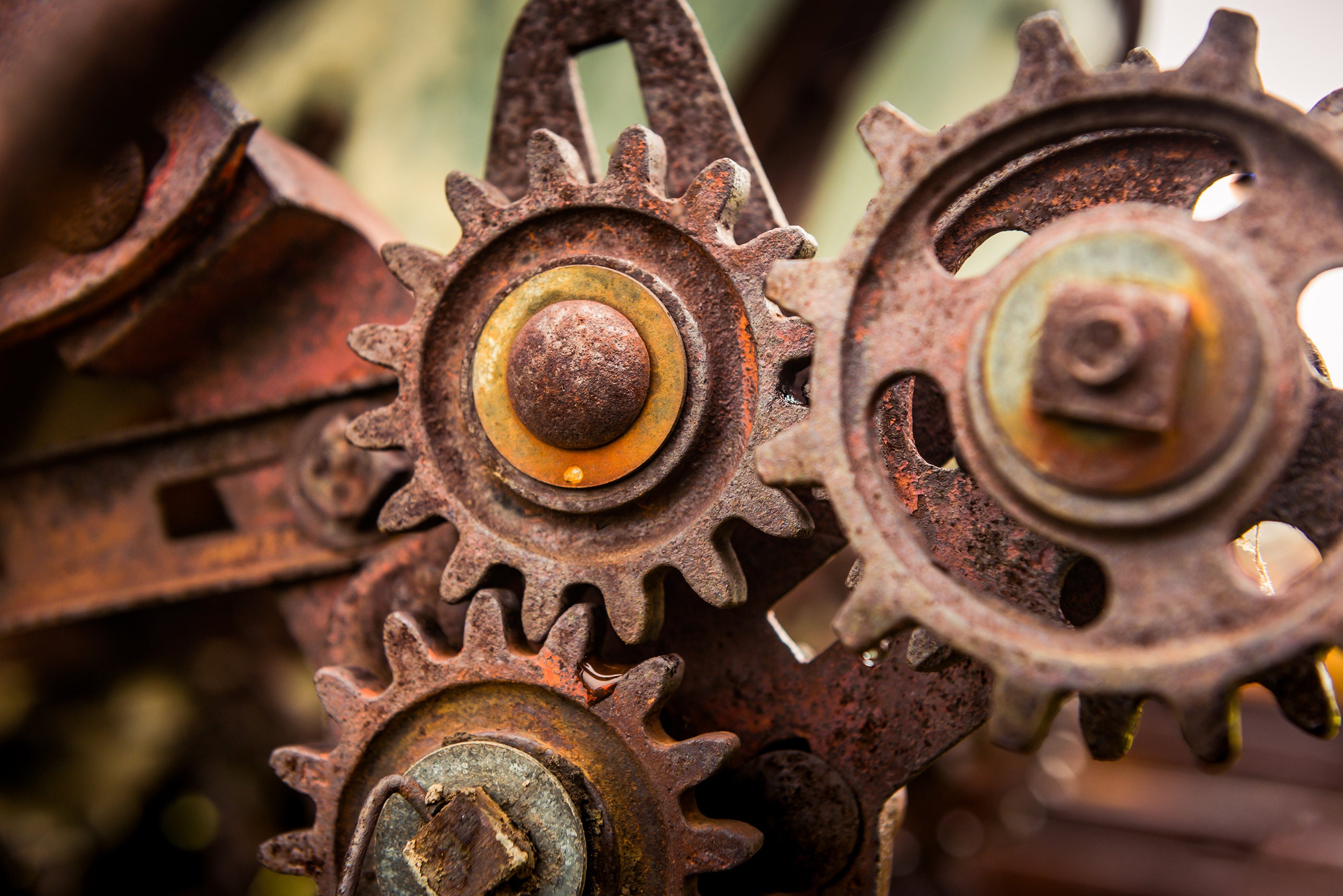 Gears, Sprockets and Cogs on Old Vintage Rusty Farm Machinery