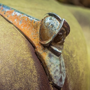 Chrome Hernando Desoto Hood Ornament On A Rusty Classic Antique Desoto In Old Car City Georgia - Fine Art Photography Prints, Canvas, Metal